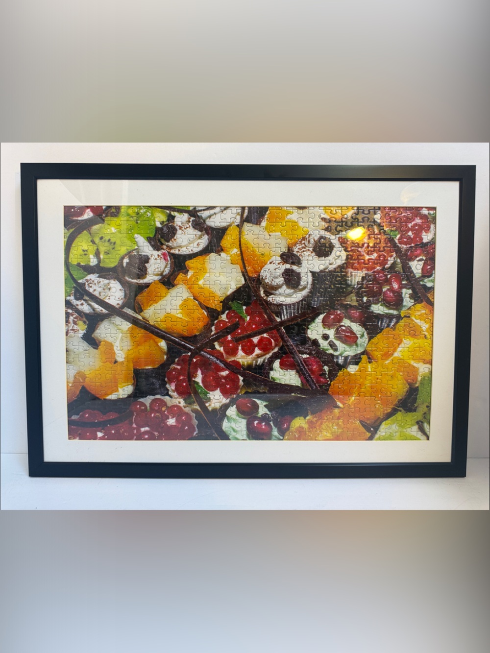 Framed Puzzle Fruit Still Life Wall Art - Multicolor